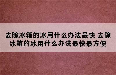 去除冰箱的冰用什么办法最快 去除冰箱的冰用什么办法最快最方便